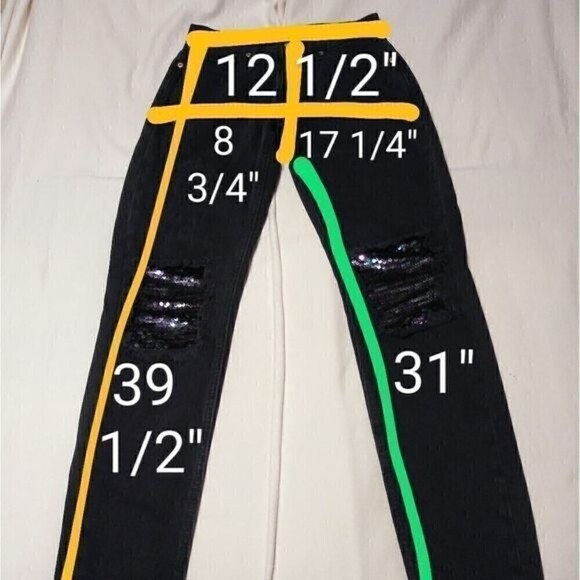 Glamorous High Waist Sequin Patch Distressed Skinny Jeans 4 Petite - Picture 14 of 14